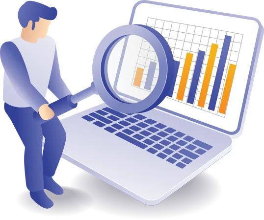 Negocio de inversión en línea de análisis de datos.  Ilustración