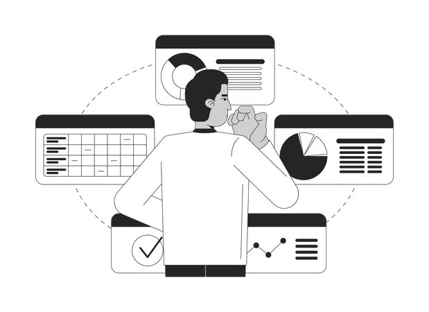 Análisis de información obtenida a partir de datos para la toma de decisiones  Ilustración