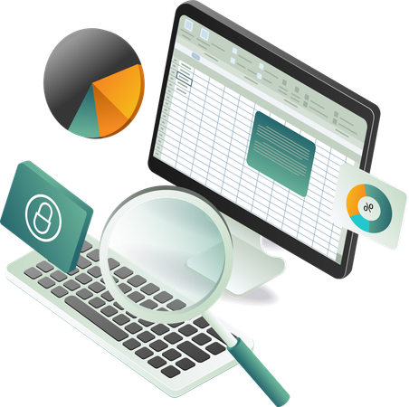 Análisis de negocios y análisis de datos en formato xls  Ilustración