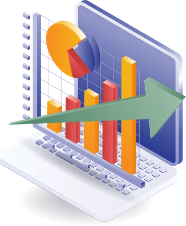 Análisis gráfico de barras del desarrollo empresarial  Ilustración