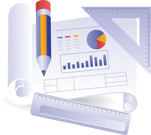 Análisis gráfico de barras del desarrollo empresarial  Ilustración