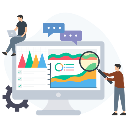 Análisis de gráficos de negocios  Ilustración