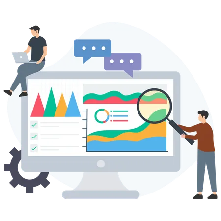 Análisis de gráficos de negocios  Ilustración