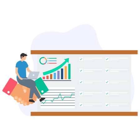 Análisis de gráficos de negocios  Ilustración