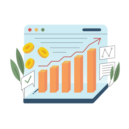 Análisis de gráficos de negocios  Ilustración