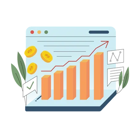 Análisis de gráficos de negocios  Ilustración