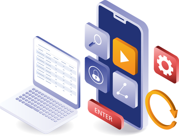 Análisis de pruebas de aplicaciones para teléfonos inteligentes  Ilustración