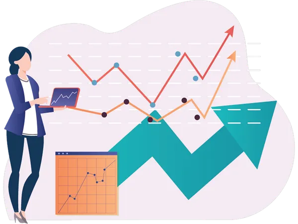 Tendencias de análisis del mercado de valores vistas por empresarias  Ilustración