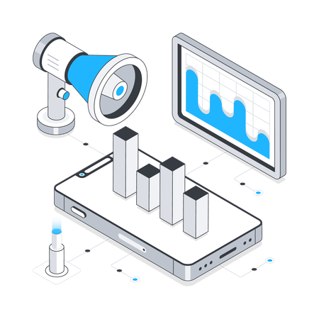 Análisis de marketing y análisis de crecimiento.  Ilustración