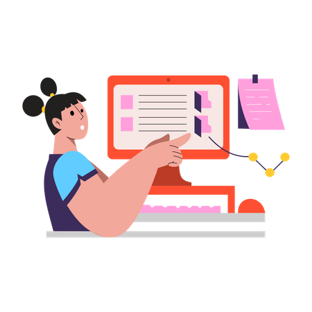 Análisis del mercado online por empleado.  Ilustración