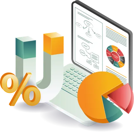 Análisis de negocios e infografía  Ilustración