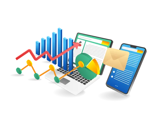 Análisis de negocios en línea y gestión de datos  Ilustración