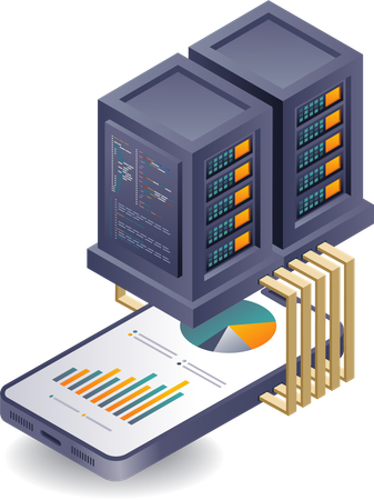 Análisis de redes de teléfonos inteligentes con tecnología de servidor en la nube  Ilustración