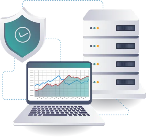 Análisis de seguridad de datos del servidor informático.  Ilustración