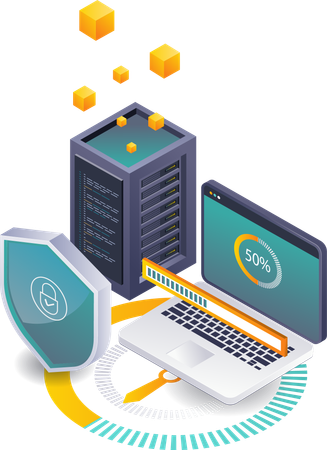 Análisis de seguridad de la tecnología de servidor en la nube digital  Ilustración