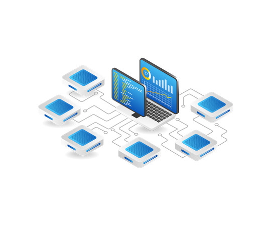 Análisis de seguridad de la red del chip del servidor.  Ilustración