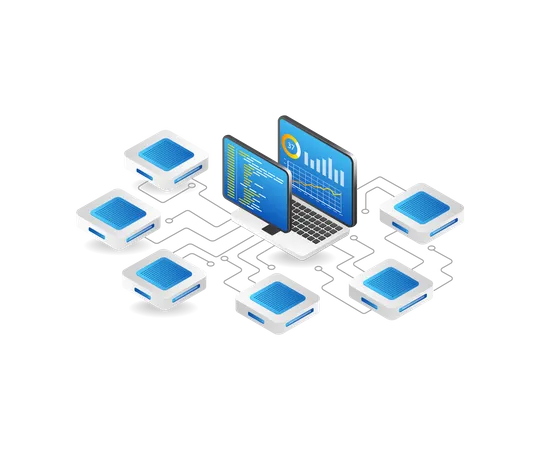 Análisis de seguridad de la red del chip del servidor.  Ilustración