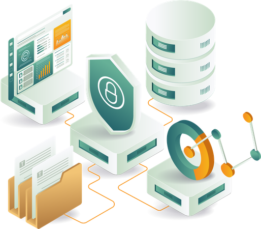 Red para el análisis de la seguridad de los servidores de datos  Ilustración