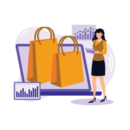 Análisis de tendencias de compras  Ilustración