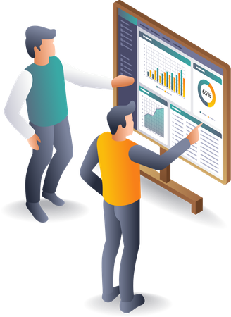 Análisis de enfoques de equipo de tendencias de crecimiento empresarial  Ilustración