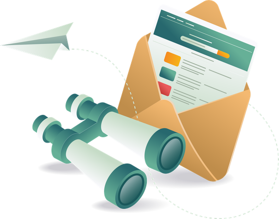 Telescopio para análisis de correo electrónico de transacciones  Ilustración