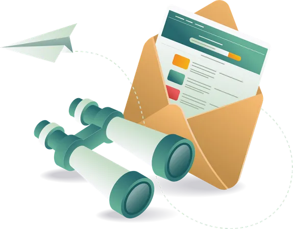 Telescopio para análisis de correo electrónico de transacciones  Ilustración