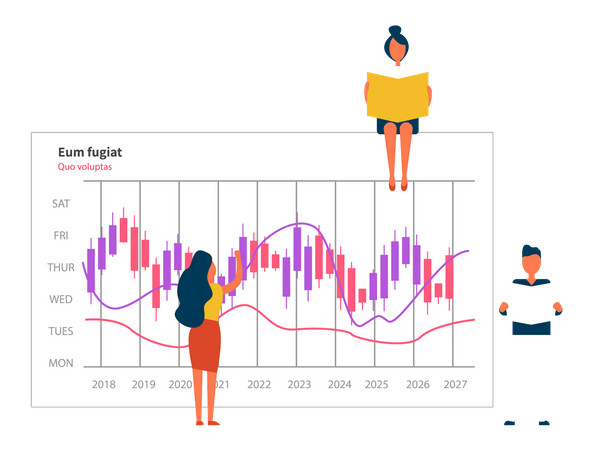 Análisis del mercado de valores por equipo  Ilustración