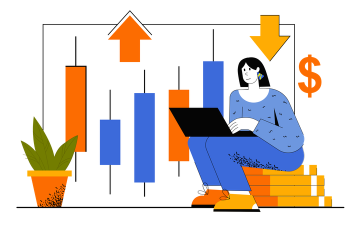 Análisis del mercado de valores por comerciante  Ilustración