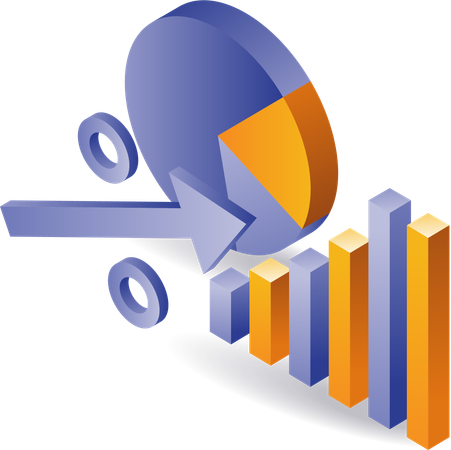 Gráfico circular de porcentajes de análisis empresarial  Ilustración