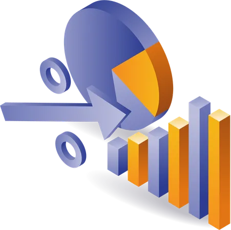 Gráfico circular de porcentajes de análisis empresarial  Ilustración