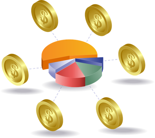 Análisis financiero con dinero  Ilustración