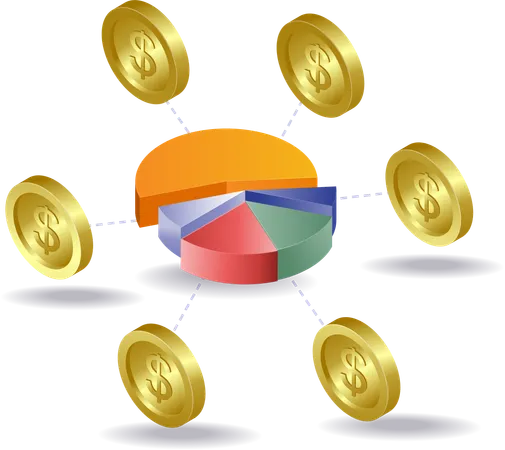 Análisis financiero con dinero  Ilustración