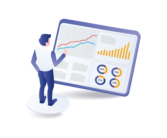 Crecimiento empresarial de diagnóstico de análisis gráfico  Ilustración