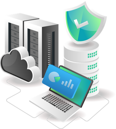 Datos y seguridad del servidor en la nube de Analytics  Ilustración