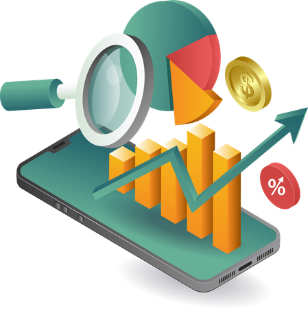 Analista de datos gráficos de teléfonos inteligentes empresariales  Ilustración