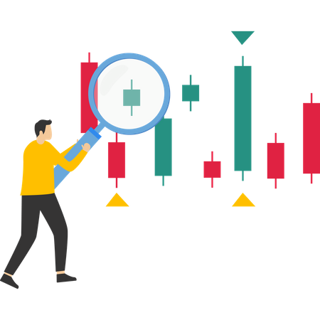 Analista de datos haciendo análisis de datos del mercado de valores  Ilustración