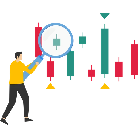 Analista de datos haciendo análisis de datos del mercado de valores  Ilustración