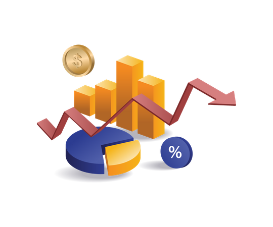 Analista de datos de porcentaje de ingresos empresariales  Ilustración