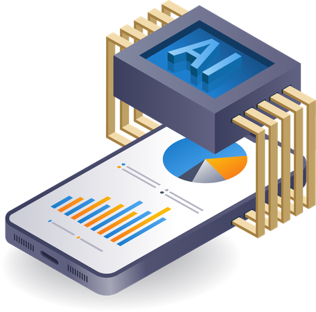 Smartphone analista de inteligencia artificial  Ilustración