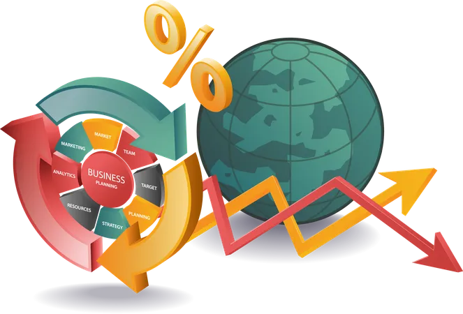 Analista de negocios con gráfico de pérdidas  Ilustración