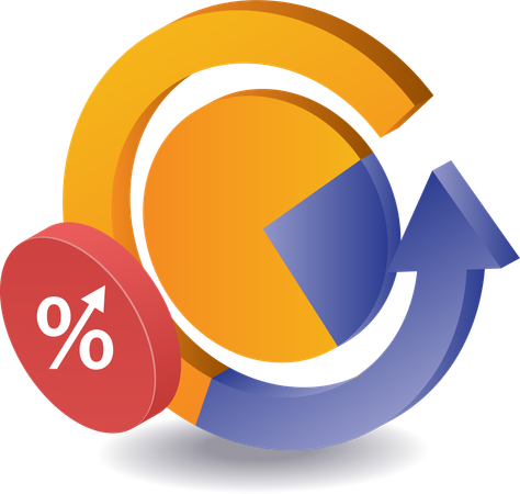 Rotação do círculo da seta percentual do analista de negócios  Ilustração