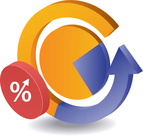 Rotação do círculo da seta percentual do analista de negócios  Ilustração