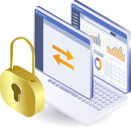 Proceso de seguridad de datos del analista de negocios  Ilustración