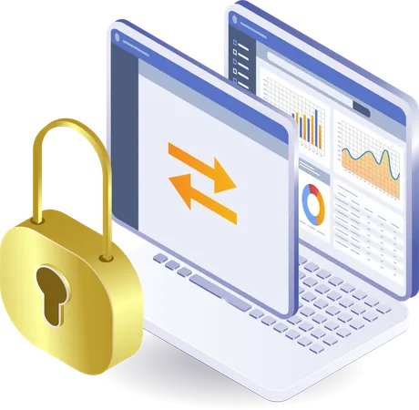 Proceso de seguridad de datos del analista de negocios  Ilustración