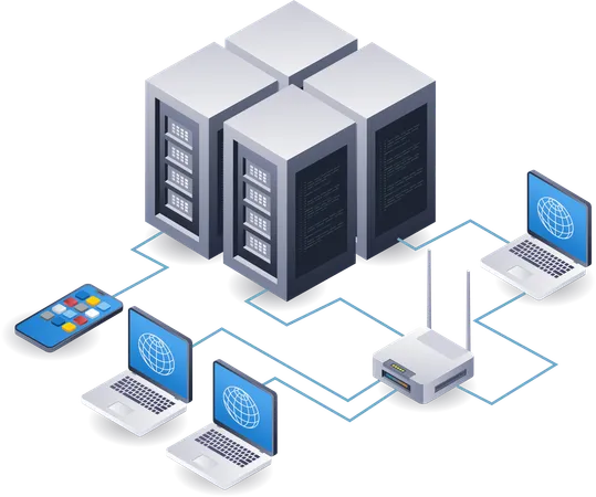 Analista de tecnologia de servidores de internet wifi de rede  Ilustração