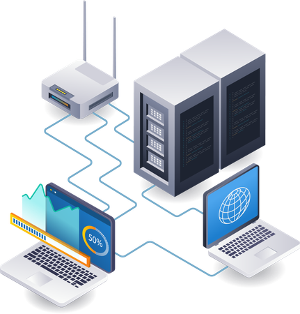 Analista de tecnologia de servidores de rede Wifi  Ilustração