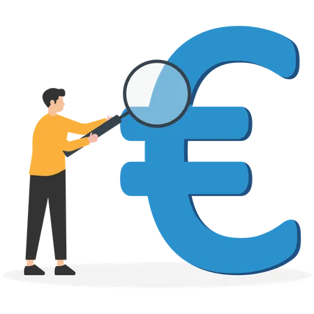 Analista financeiro para verificar a economia da Europa  Ilustração