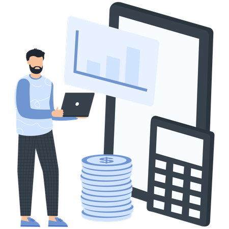 Analista financeiro trabalhando em um laptop  Illustration