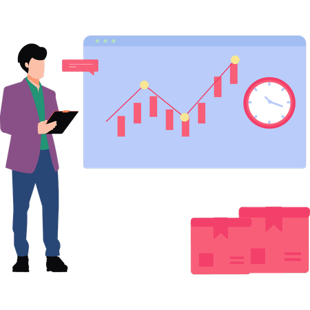 Analizador de negocios que analiza datos comerciales.  Ilustración