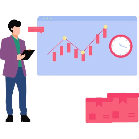 Analizador de negocios que analiza datos comerciales.  Ilustración